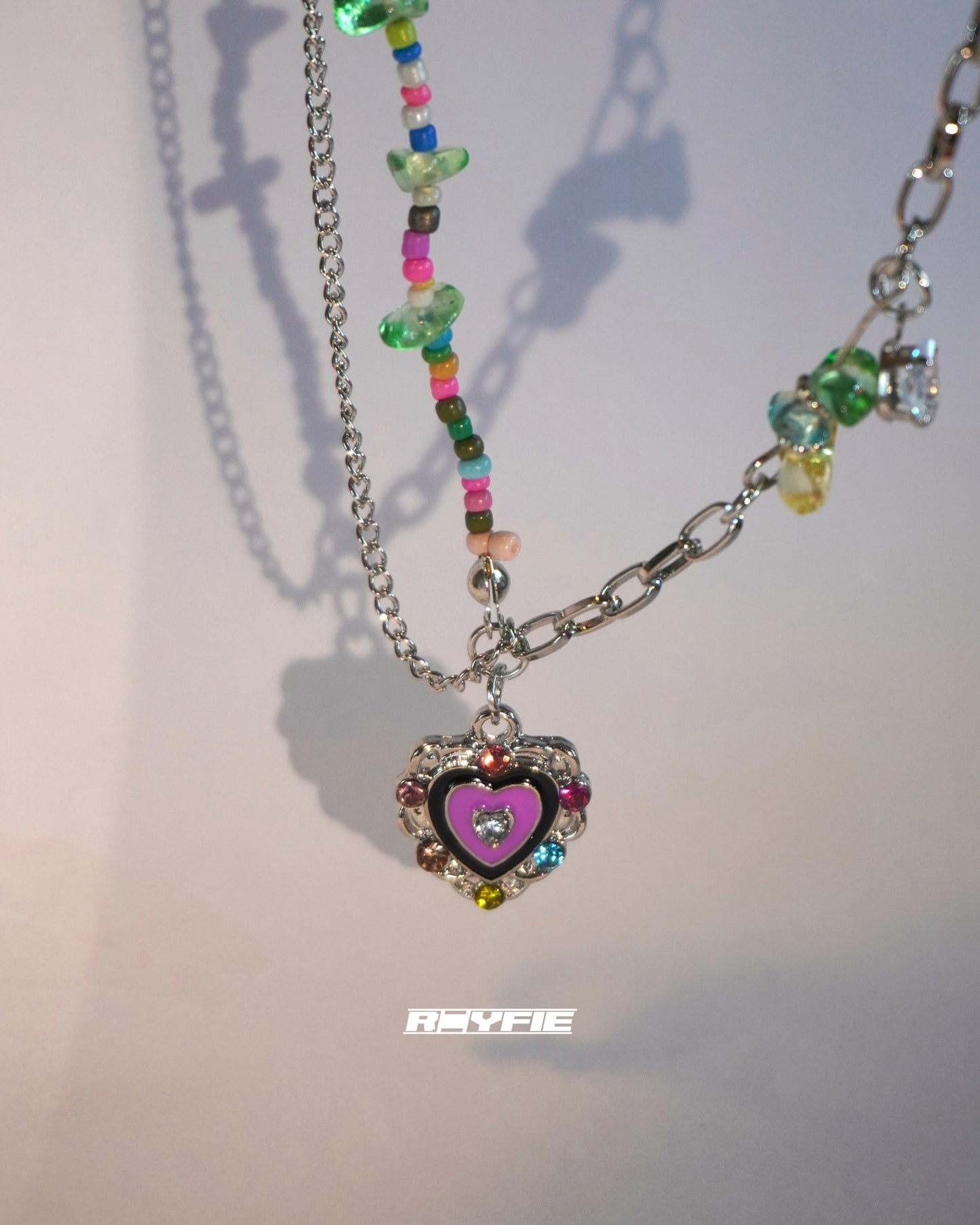 KOMBINA Colorful Heart Charm Necklace