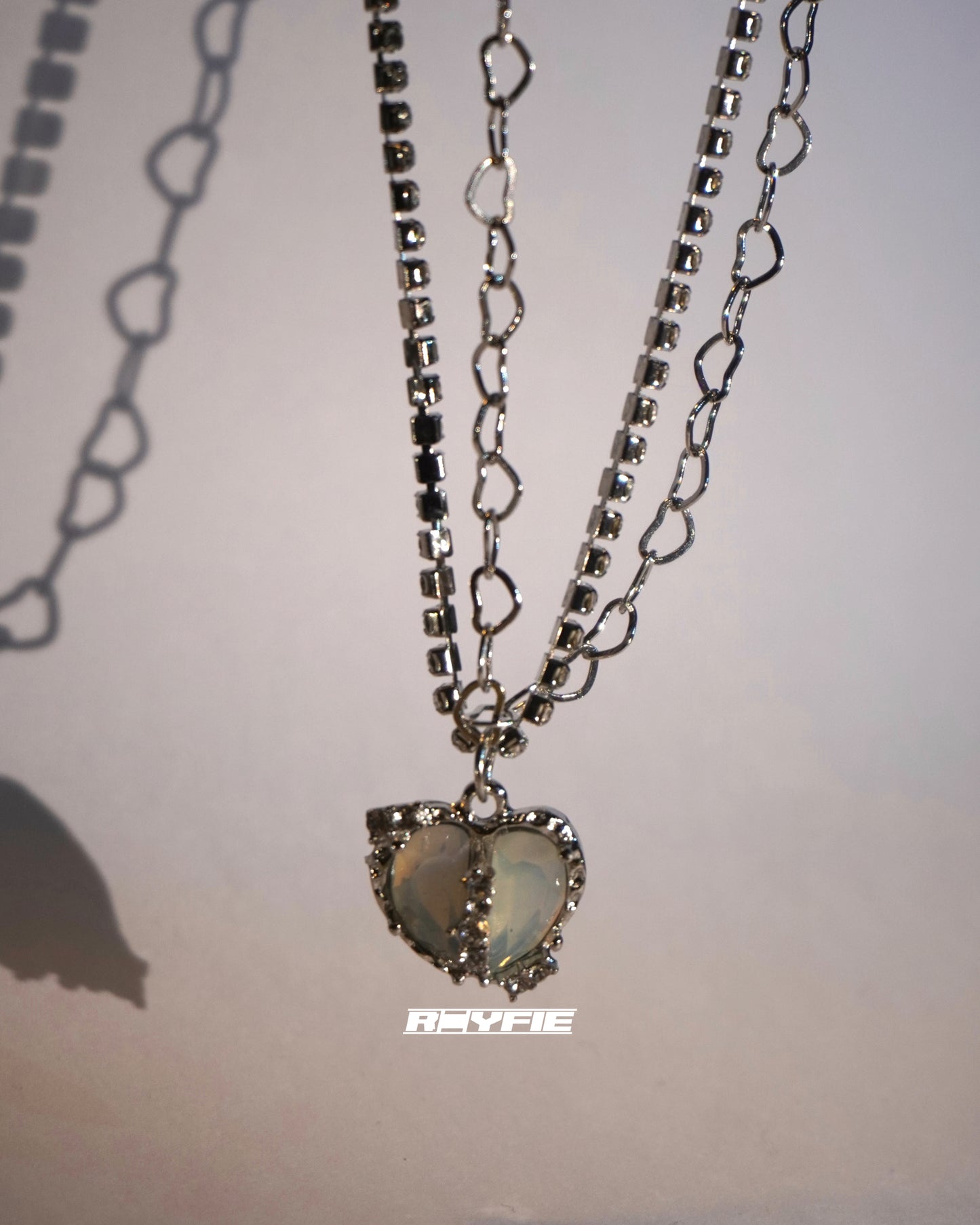 LINJARA Heart of Opal Double-Chain Necklace