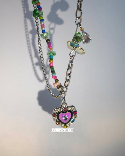 KOMBINA Colorful Heart Charm Necklace