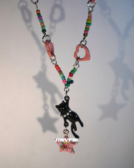  DE STIJL Whimsical Cat and Star Necklace