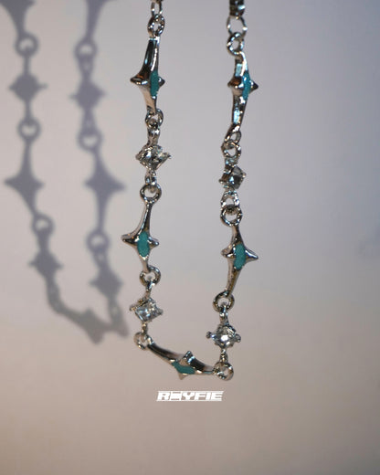 GESTALT Teal and Crystal Spike Necklace