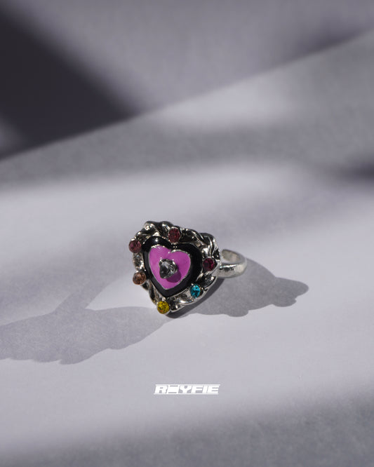 DE STIJL Colorful Heart Ring