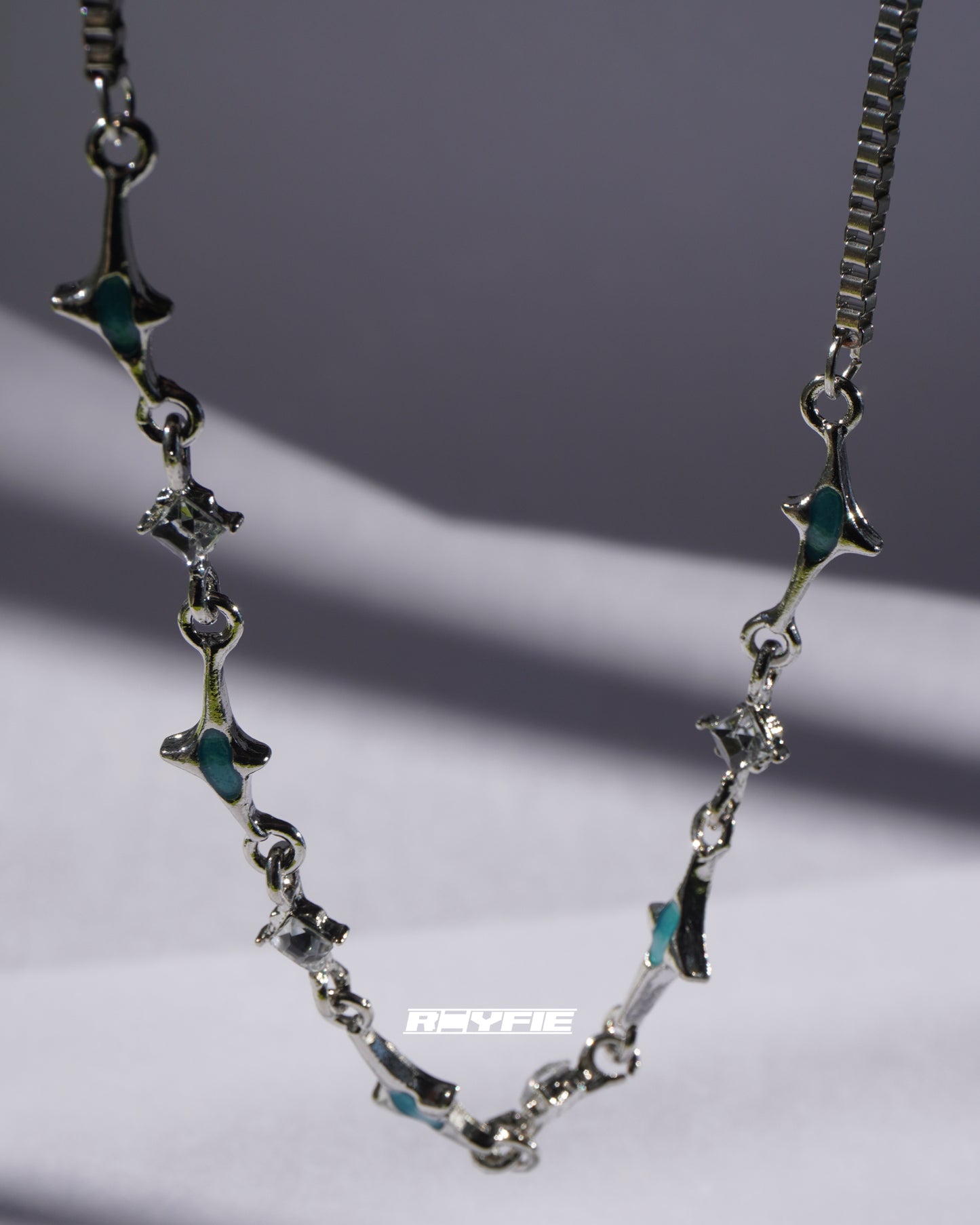 GESTALT Teal and Crystal Spike Necklace