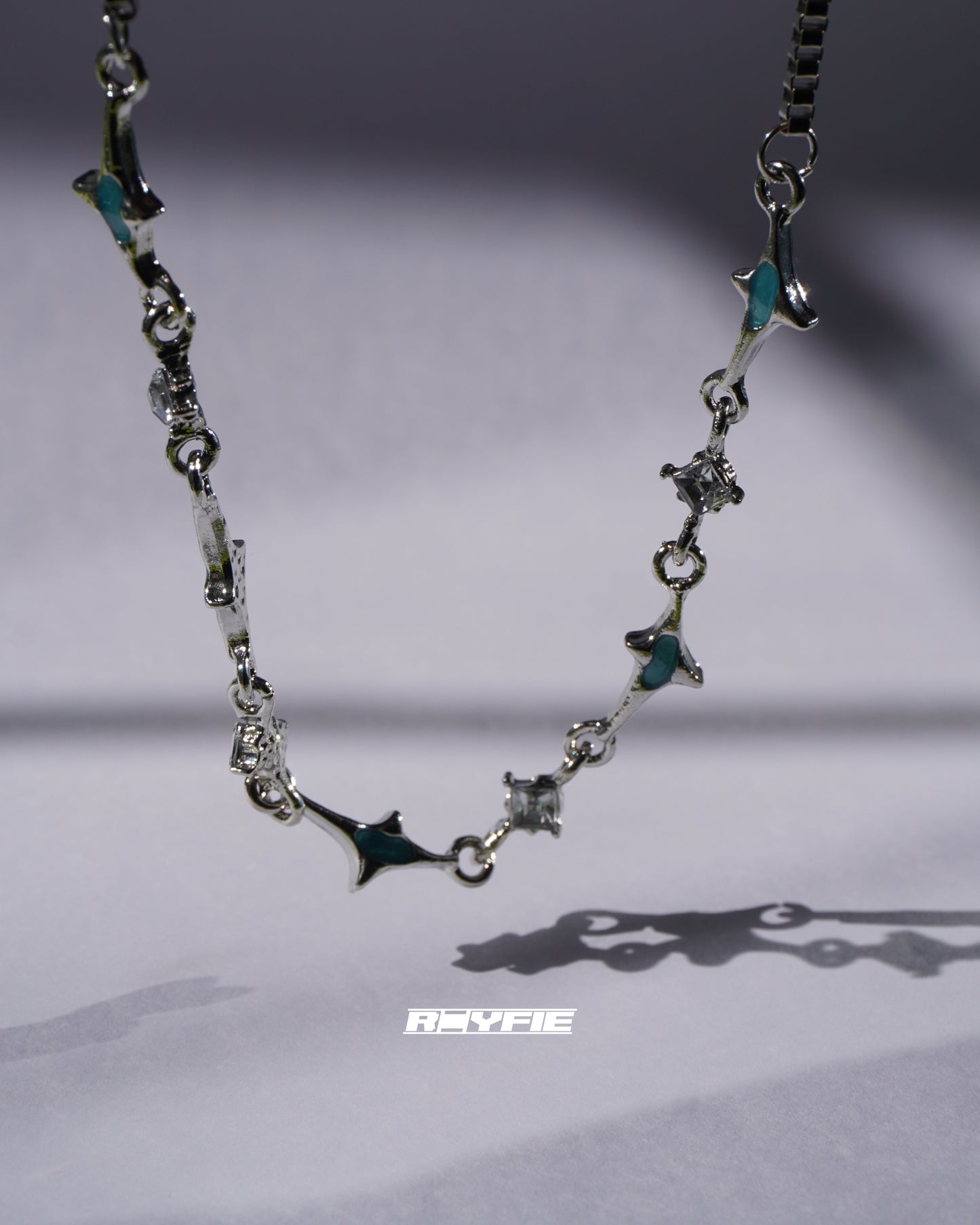 GESTALT Teal and Crystal Spike Necklace