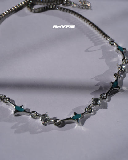 GESTALT Teal and Crystal Spike Necklace