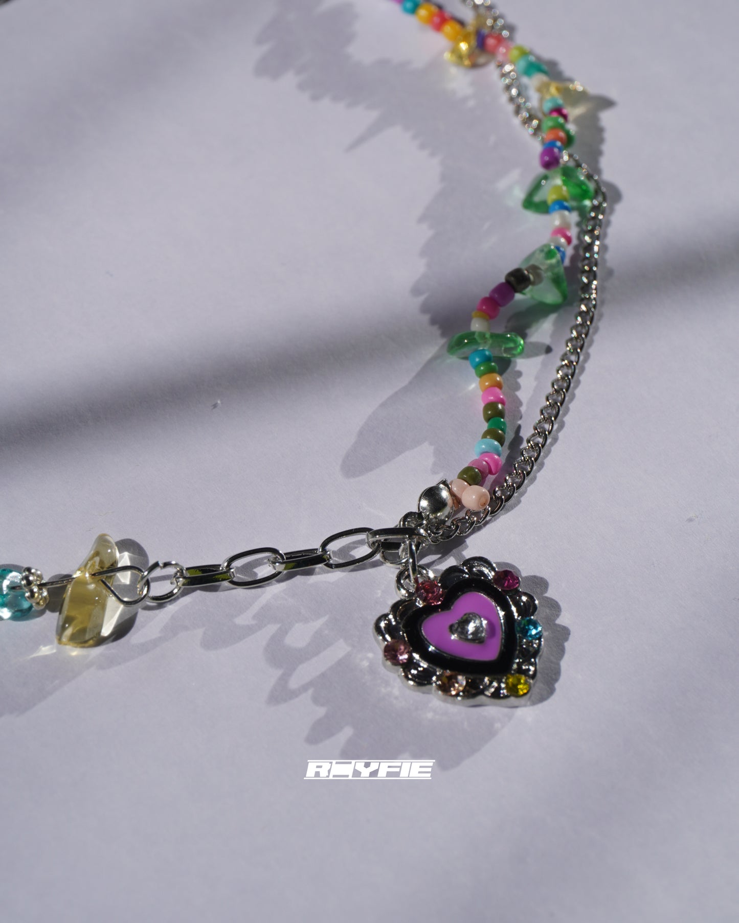 KOMBINA Colorful Heart Charm Necklace