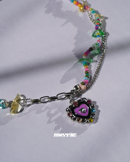 KOMBINA Colorful Heart Charm Necklace