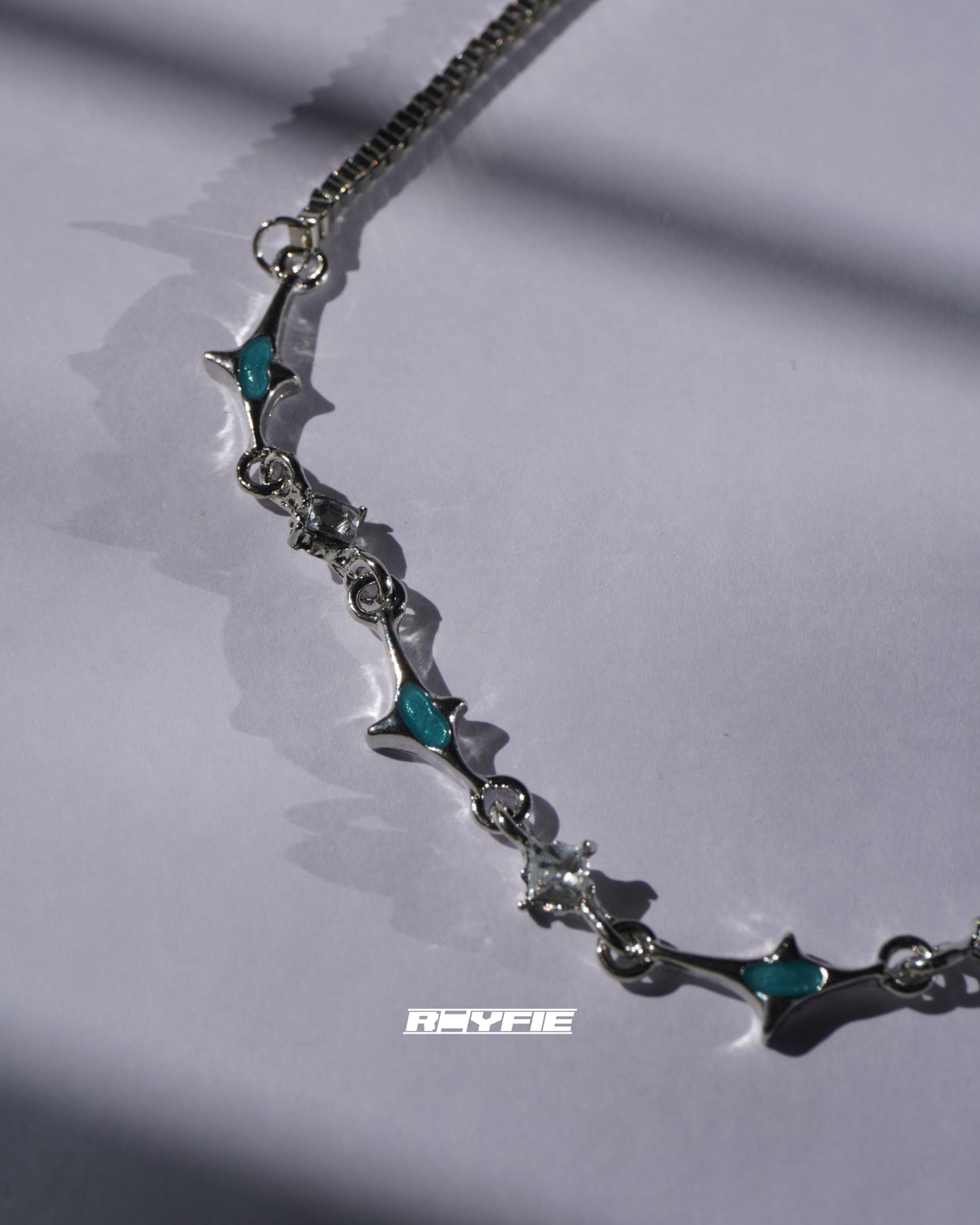 GESTALT Teal and Crystal Spike Necklace