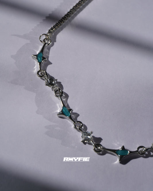 GESTALT Teal and Crystal Spike Necklace