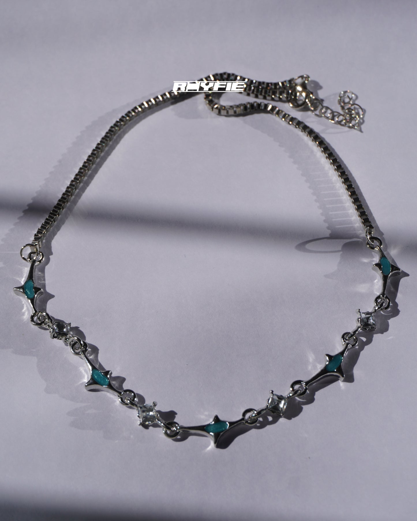 GESTALT Teal and Crystal Spike Necklace