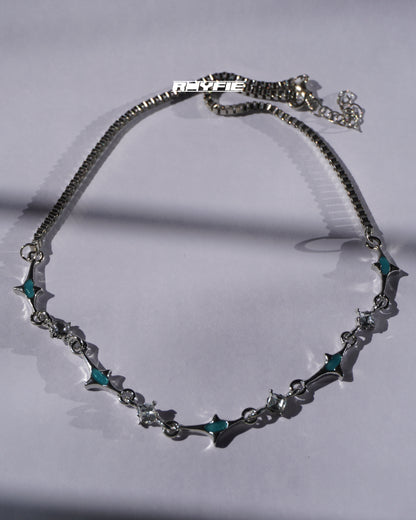 GESTALT Teal and Crystal Spike Necklace