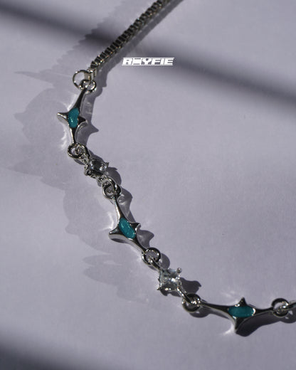 GESTALT Teal and Crystal Spike Necklace