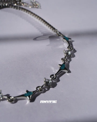 GESTALT Teal and Crystal Spike Necklace